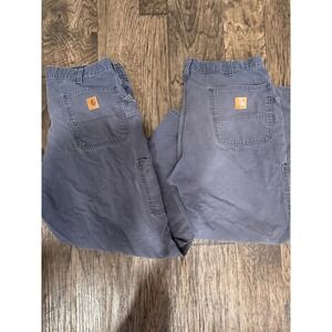 2x VTG Carhartt BN0151 Nvy Loose Fit Work Pants Men 38x30 Blue Cotton